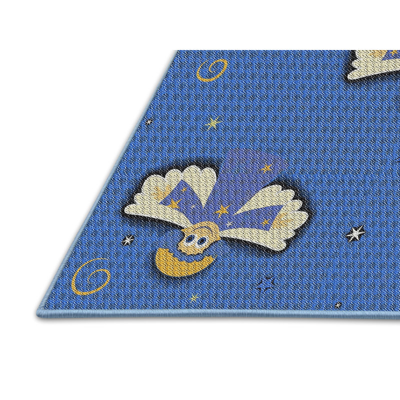 Tapis de zone bleu royal à motifs, Rectangle 5 pi x 7 pi
