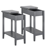 Jonica Narrow End Table with Hidden Storage – Nightstand Set of 2, Wood Corner & Bedside Tables