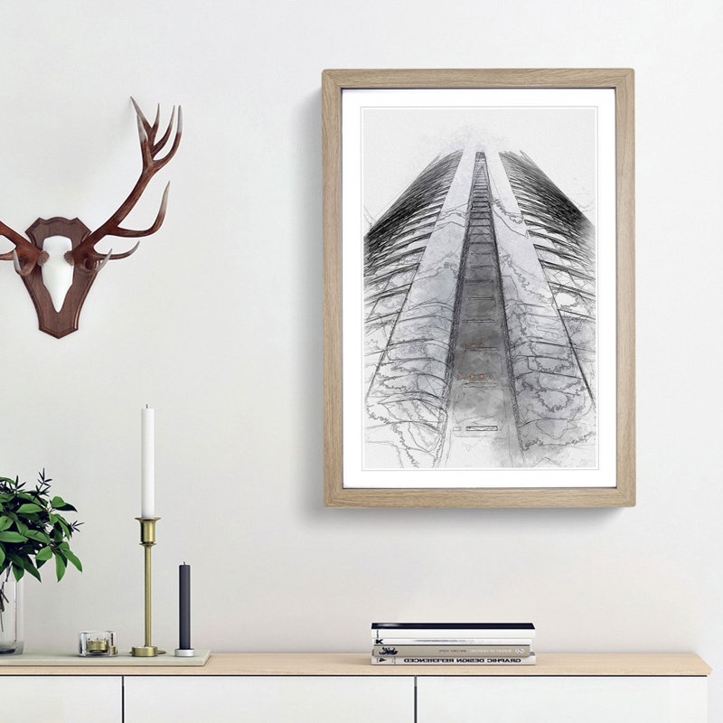 Sketching the Architecture Vol.50 - Picture Frame Drawing Print, Oak Framed, 36cm H x 27cm W x 2cm D