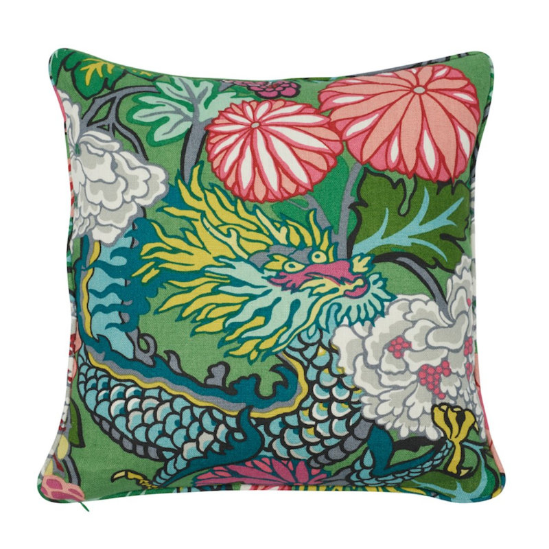 Chiang Mai Dragon Pillow, 18" x 18", Jade