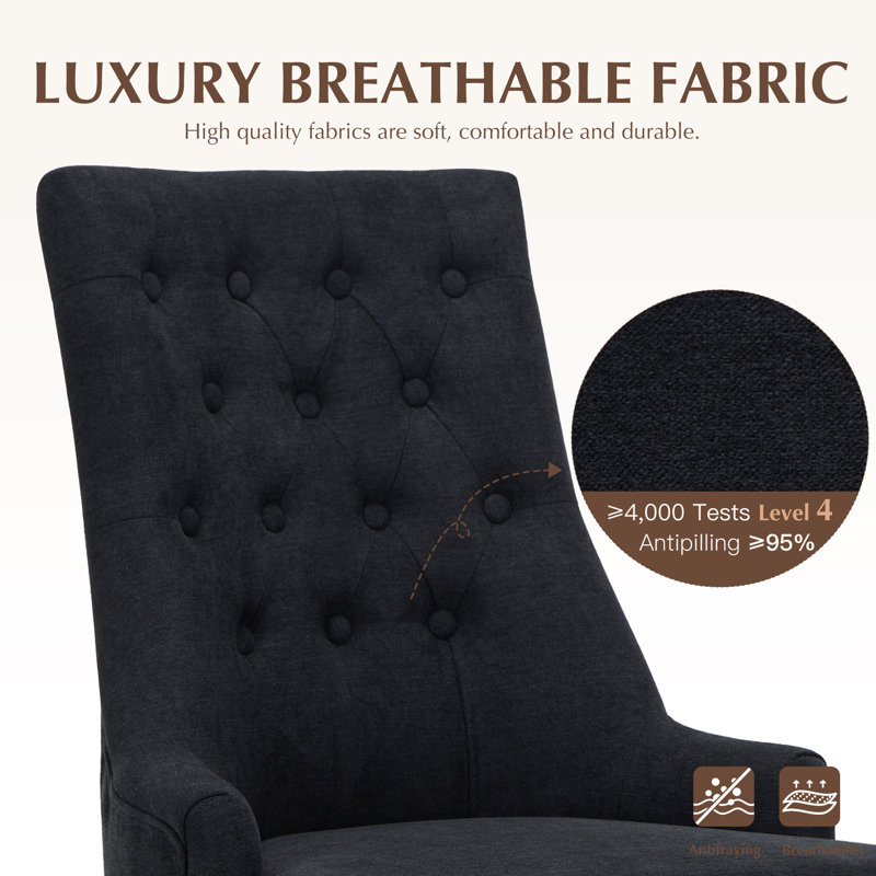 51cm H Tufted Fabric Upholstered Side Chair, Black