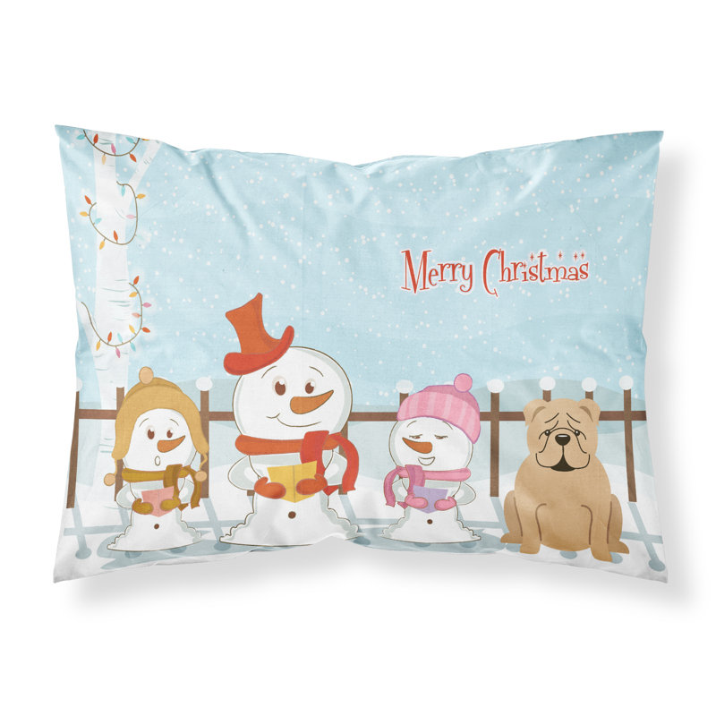 Taie d'oreiller Merry Christmas Merry Christmas, Bouledogue anglais fauve et choristes