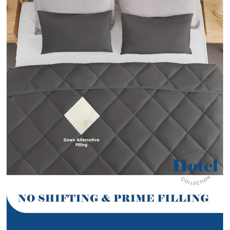 All Season Comforter Set Down Alternative Comforter With Pillowcase  Lightweight , King, Gray