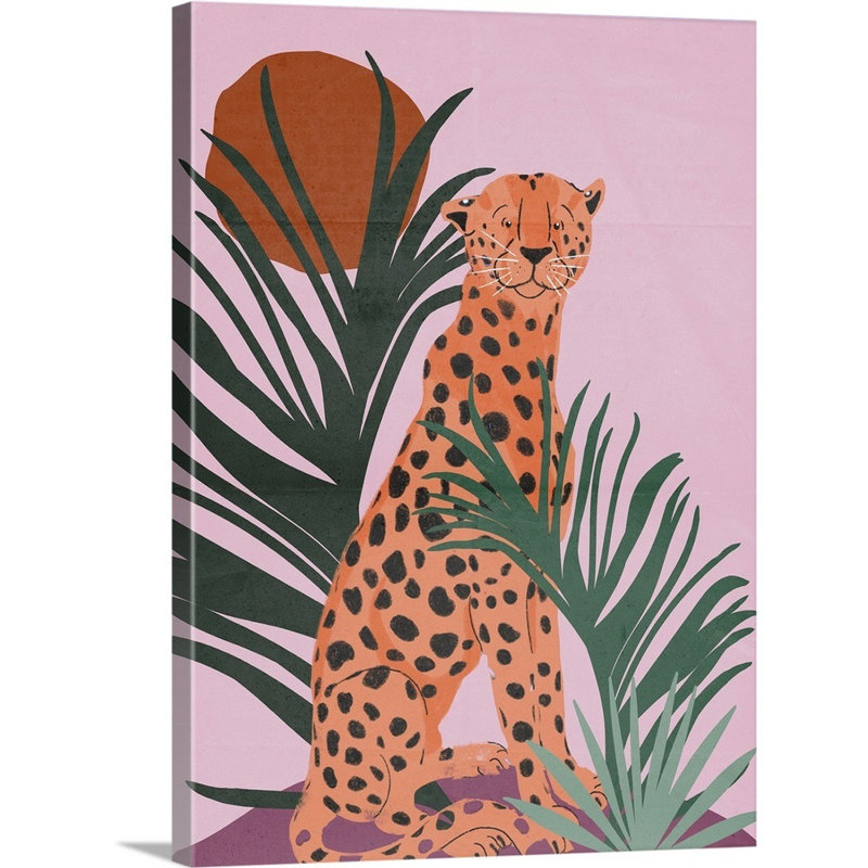 Décoration murale orange leopard pour enfants, H 24 po x l 18 po x P 1,2 po, Toile tendue avec châssis