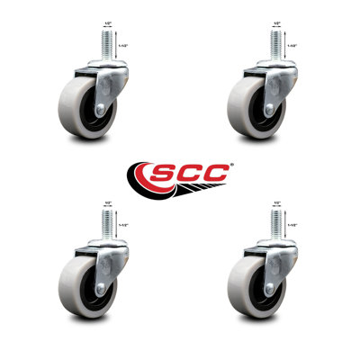 2 Inch Thermoplastic Rubber Wheel 1/2 Inch Threaded Stem Caster Set of 4 SCC