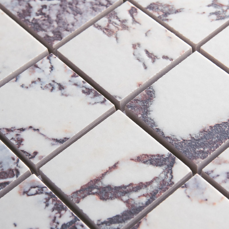 Carreau de mosaïque en porcelaine carré de 11-3 / 4 po x 11-3 / 4 po Touche 2, Rouge / blanc