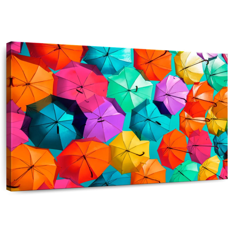 Kerner Colourful Umbrellas - Turquoise Sky III, 16" H x 24" W