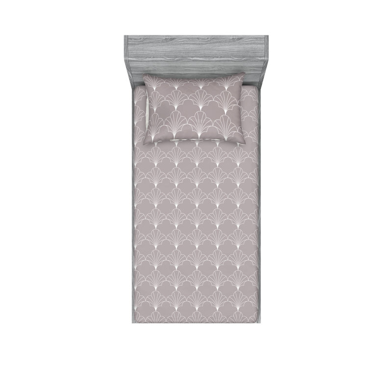  Ensemble de draps en microfibre géométrique, Ensemble de draps pour lit simple TG avec 1 taie d, Taupe chaleureux