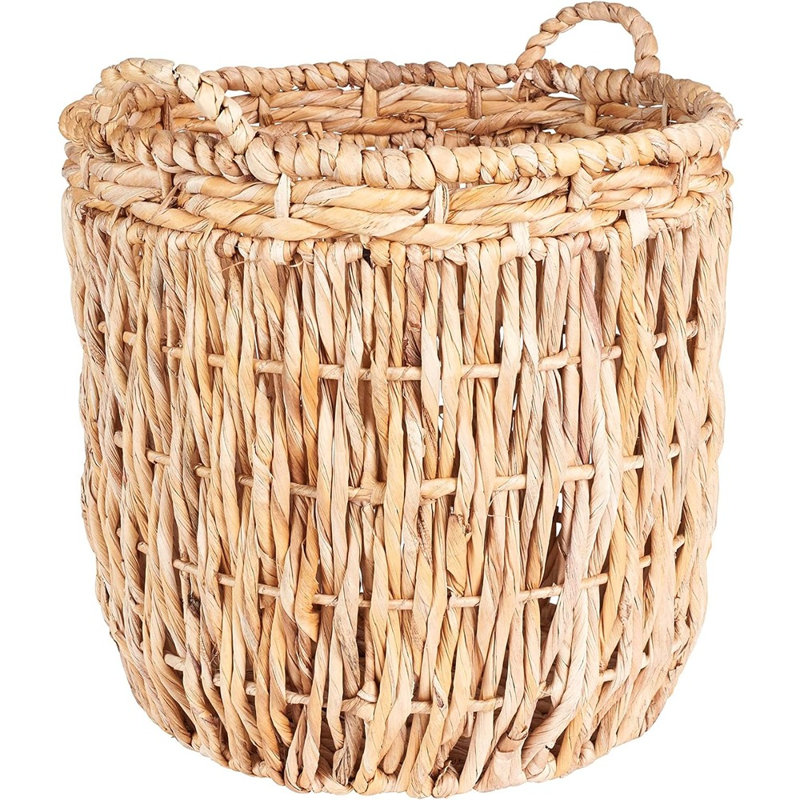Panier de rangement rond brun en osier