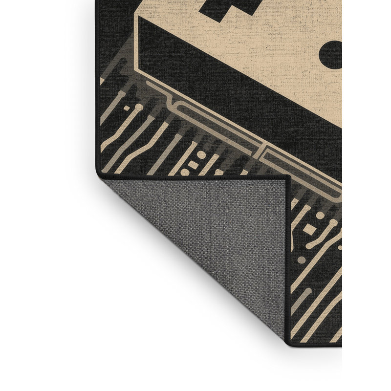Tapis gris moelleux à motif géométrique de console rétro Elight Hight, 5 x 8