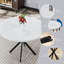 Table basse de style Mid-Century moderne pour 4 à 6 personnes, table basse de 39 po avec table en faux marbre et structure en métal noir pour appartement, table de cuisine peu encombrante pour le bureau, le bar et la salle à manger-1302870225