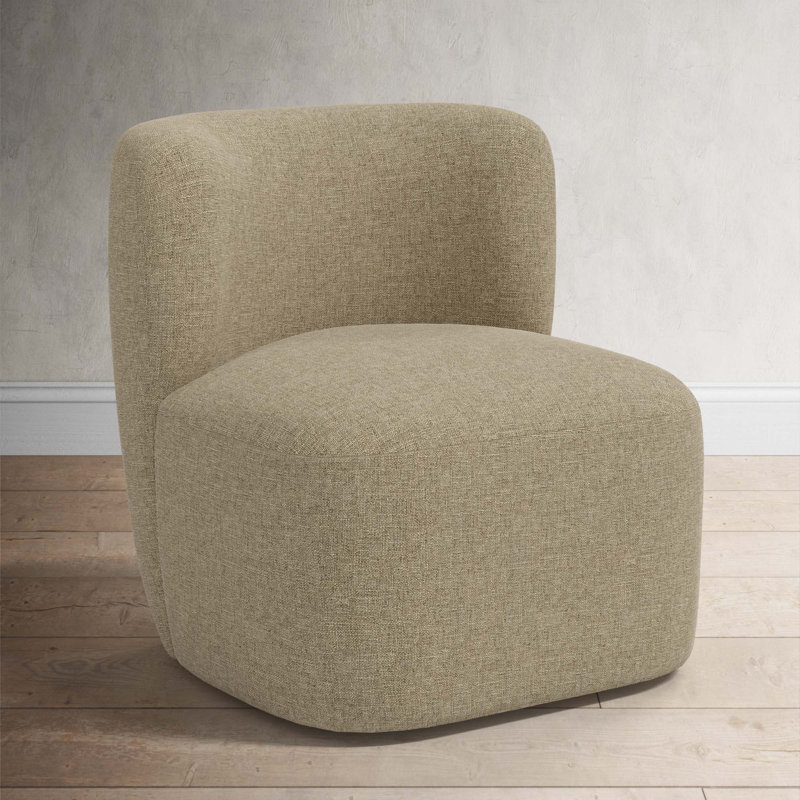 Mariza Upholstered Swivel Accent Chair, Zuma Natural Textured Linen