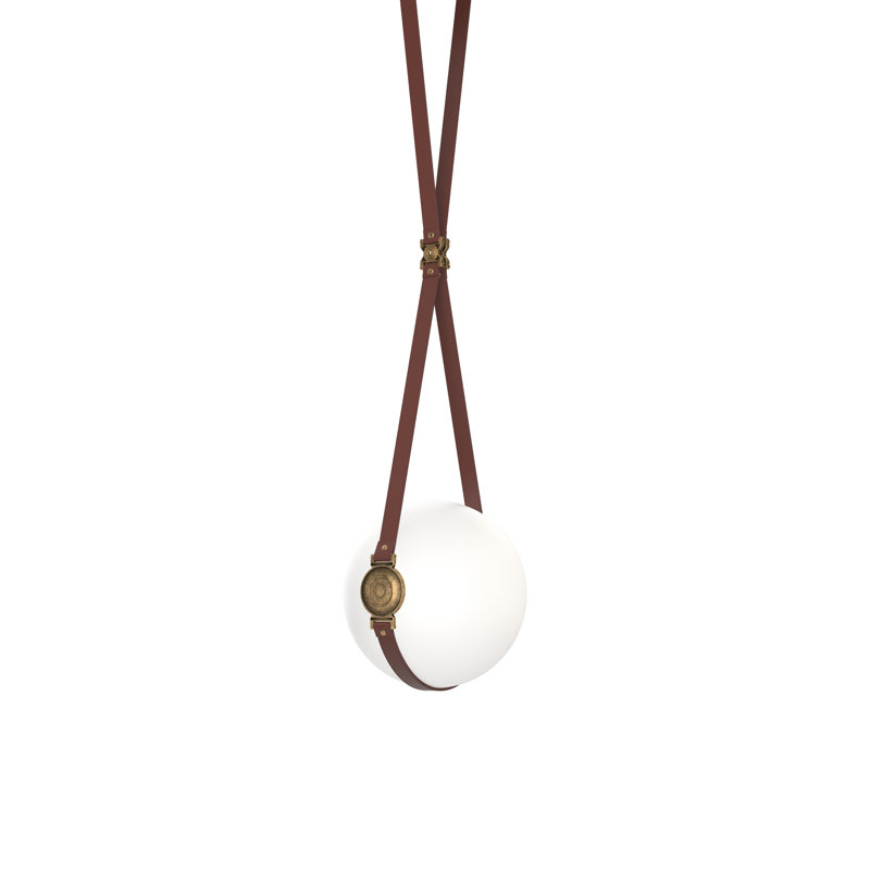 Luminaire suspendu à DEL Derby Globe, Brun britannique, H 42,5 po x l 10,9 po x P 10 po, Laiton antique