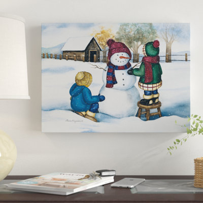 « bonhomme de neige », reproduction de peinture à l’acrylique sur toile tendue