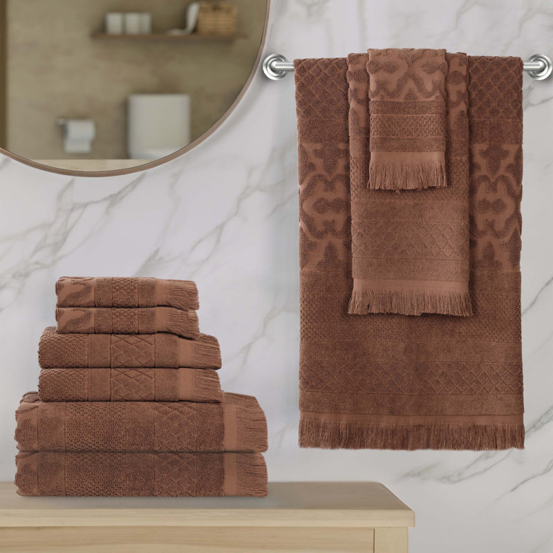 Serviette de bain Rolla, Ensemble de serviettes 9 pièces, Chocolat