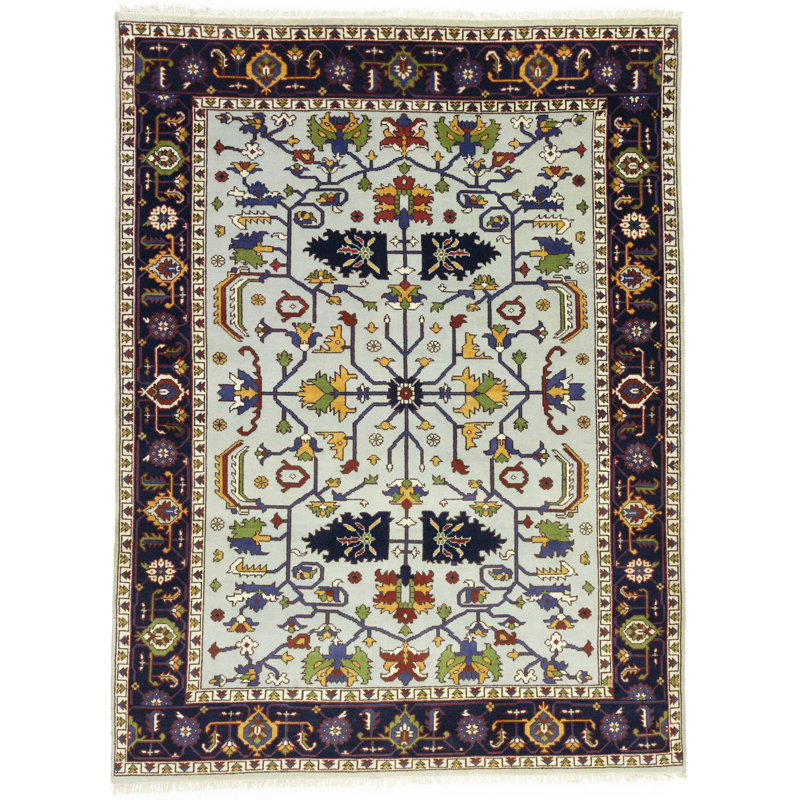 Tapis floral gris clair en laine 8 pi 10 po x 11 pi 8 po Siovhan