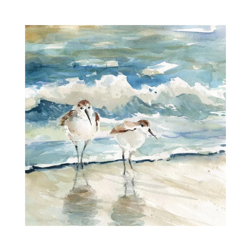 «Beach Birds» par Carol Robinson - reproduction d'art, H 16 po x l 16 po, Naturel, Papier dans un cadre photo
