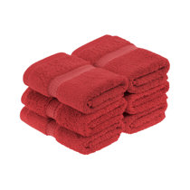 Kovot Set of 2 Cotton Hanging Tie Towels Include (2) Hanging Towels That Latch with Hook Loop (Red)