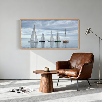 Voiliers sur l'eau, reproduction d'art sur toile encadrée de 1 x 58 x 28 pouces