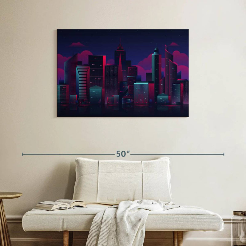 Paysage urbain de nuit Siron, H 26 po x l 39 po