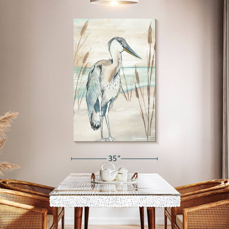 Brampt Heron By Beach Grass I, 51" H x 34" W