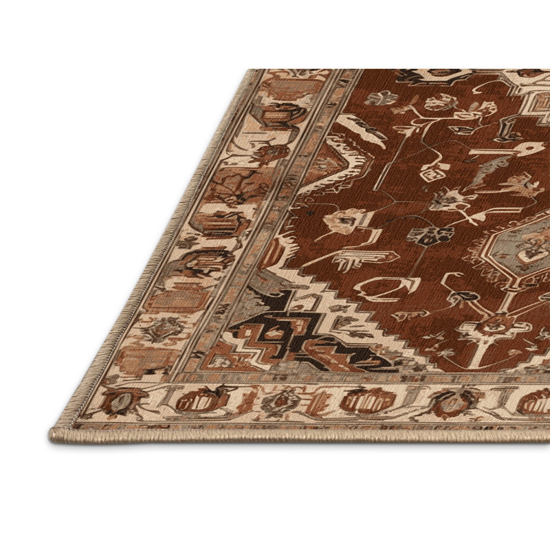 Tapis brun lavable à la machine, Rond 4 pi