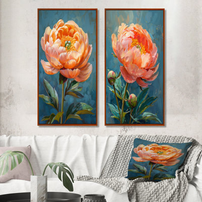 Ylann - Ensemble de 2 pièces d'art mural pivoines