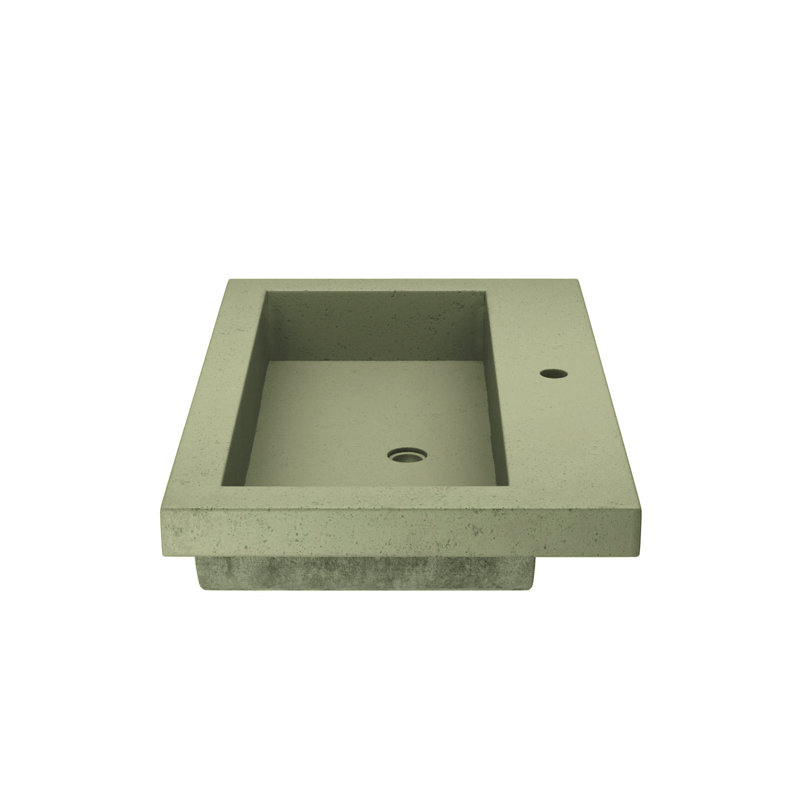Trough Handmade Rectangular Drop-In Bathroom Sink, Single Faucet Hole, Sage