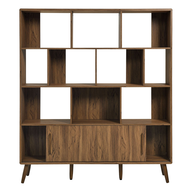Transmit 59" Bookcase With Sliding Doors In Walnut