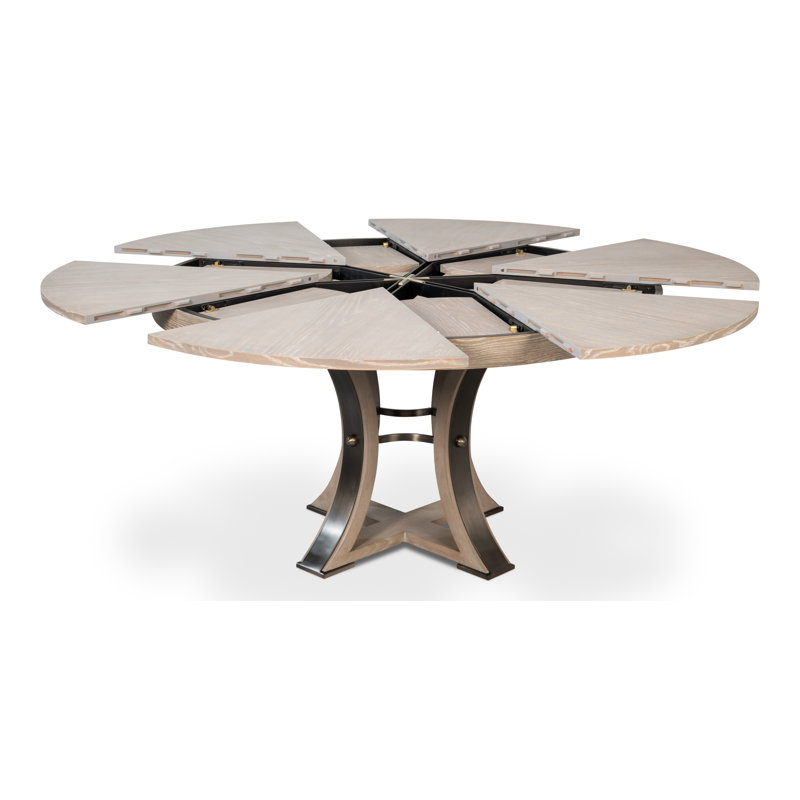 Tower Round Solid Oak Dining Table, Moonskin/Hammered