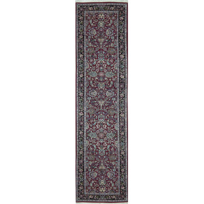 Tapis rouge et noir noué à la main de haute qualité