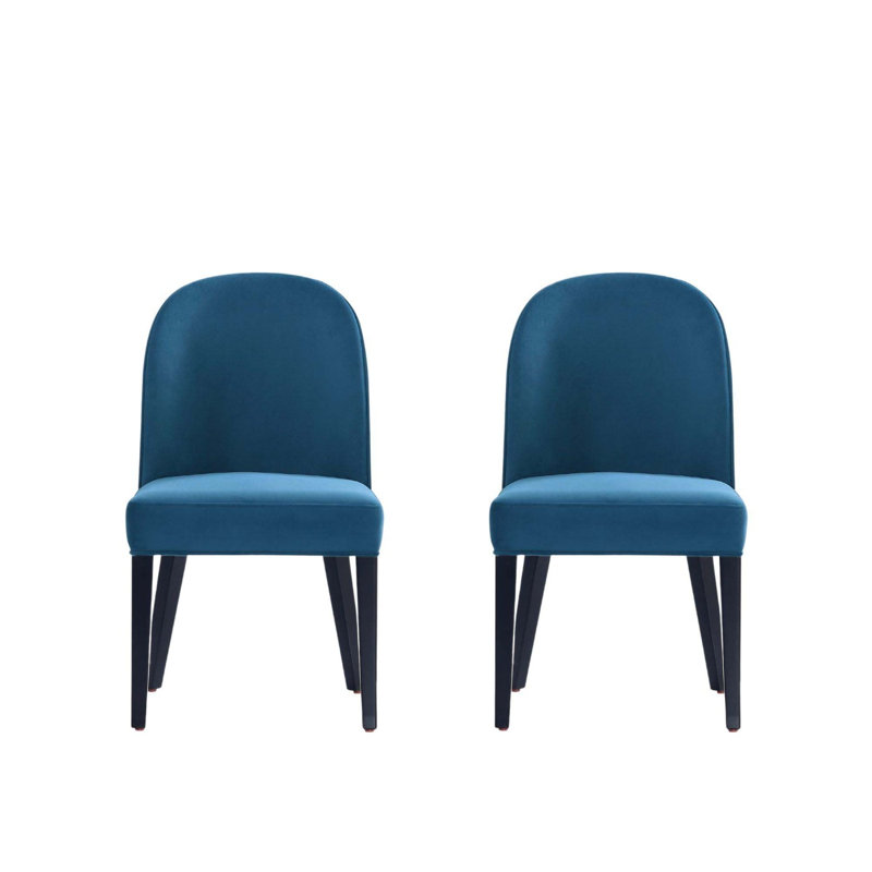 Chaise de salle à manger rembourrée en bois Hillman - bleu - ensemble de 2, Bleu