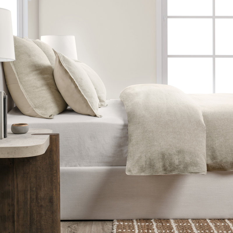 Talia Cotton Blend Duvet Cover, Housse de couette pour très grand lit, Naturel