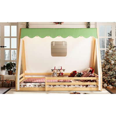 Full Size House Floor Bed With Tent, , And Linen Frame Tent , Design, Material