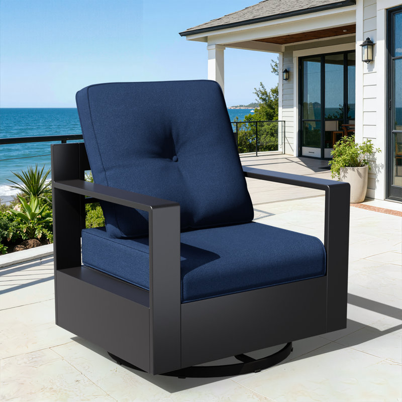 Adwin Outdoor 4" Deep Seat Cushion Set With Olefin Fabric, Blue, 10