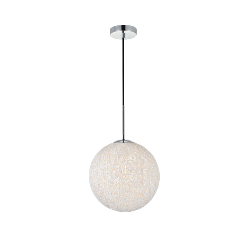 Luminaire suspendu sphérique 1 lumière Daven, H 12,8 po x l 11,8 po x P 11,8 po, Chrome