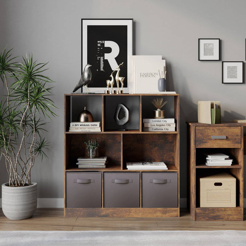 95.3cm H x 88.8cm W Cube Bookcase, Grey