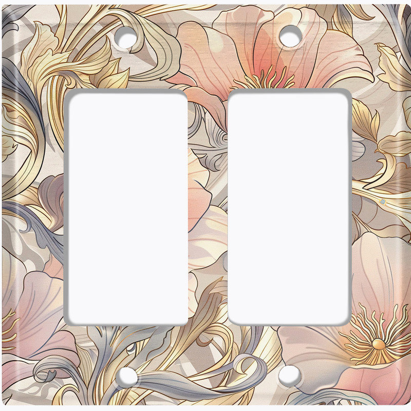 Couvercle de plaque d'interrupteur en métal; Chaise berçante GFI 2 bandes US Standard - fleurs rustiques