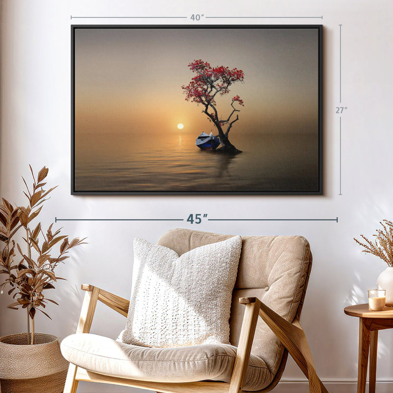 "Art mural bateau amarré", H 27 po x l 40 po
