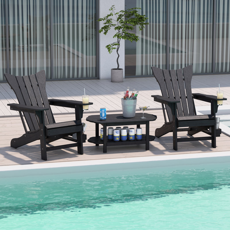 Chaise Adirondack pour l'extérieur en PEHD Licola, Noir