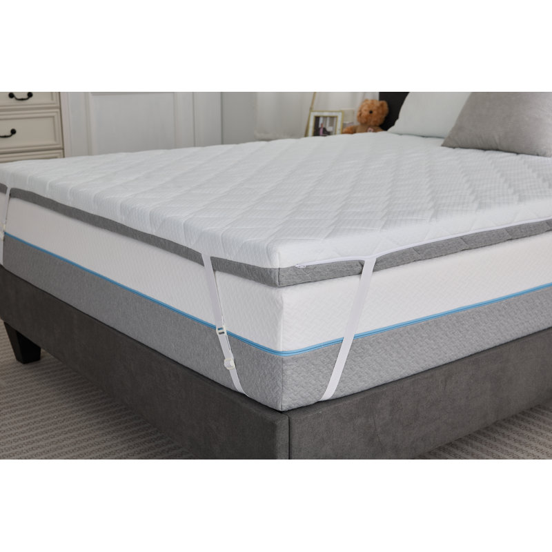 Surmatelas extra ferme de 3 po pour grand lit, surmatelas ferme à extra ferme pour matelas en mousse à mémoire de forme avec options de soulagement des maux de dos, surmatelas avec housse à 2 côtés, dortoir certifié Certipur, 80 po x 60 po