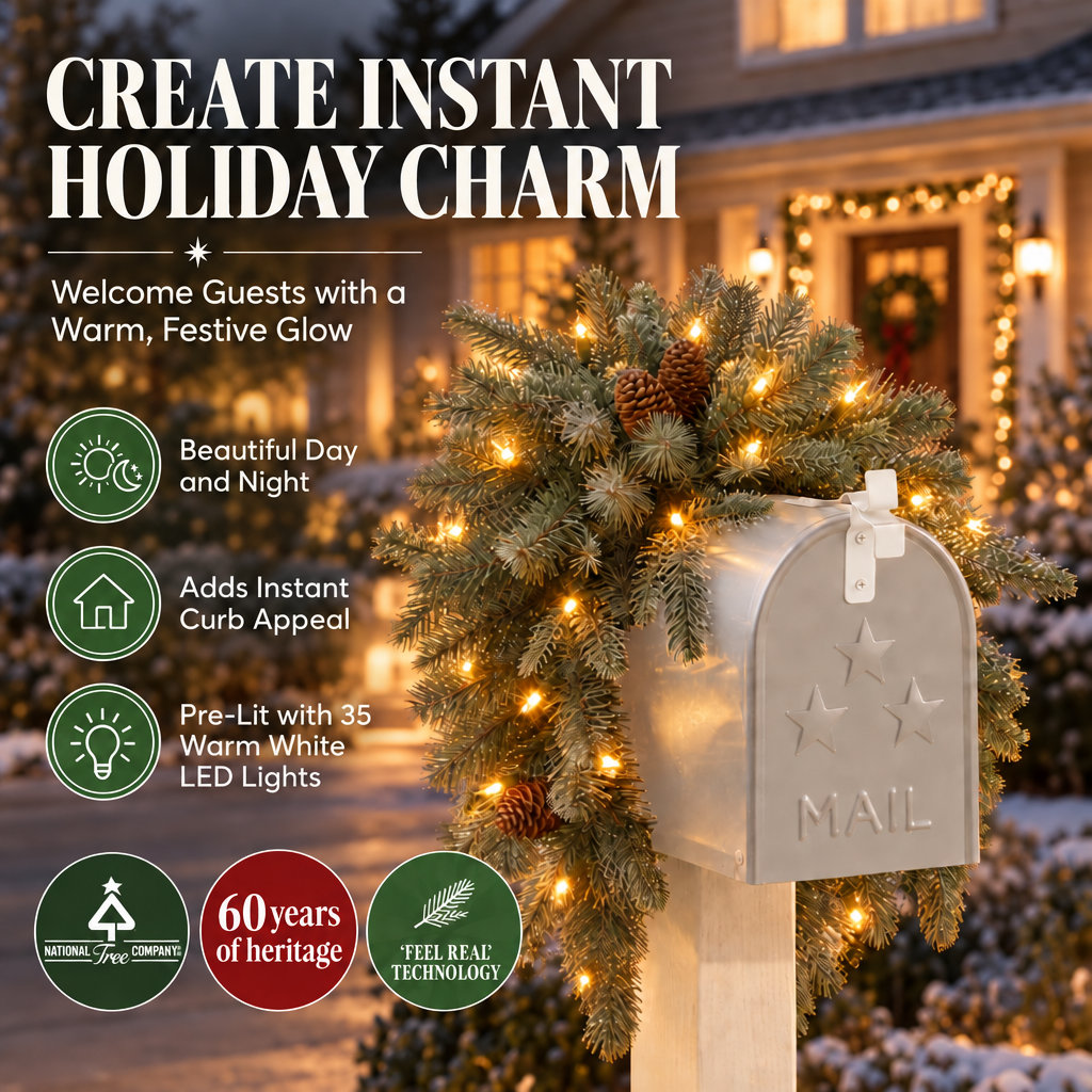 36" Frosted Pre-Lit Christmas Swag