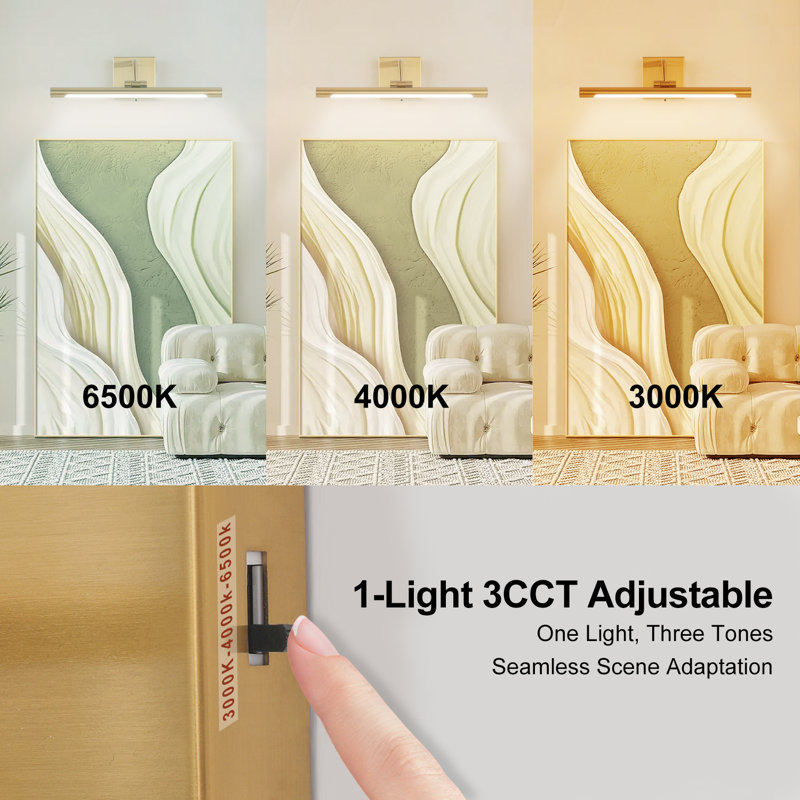Luminaire à DEL 1 lumière à intensité variable 24 po à 3 lumières réglables 3000K / 4000K / 5000K, 960 lumens, Or brossé