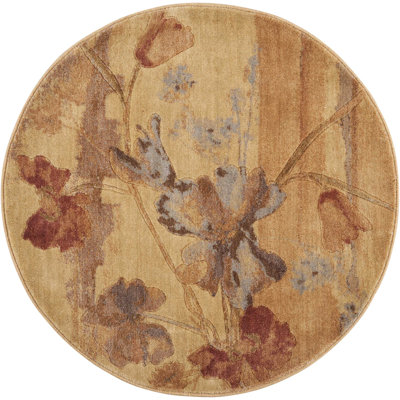 Tapis beige à motif floral Arnim
