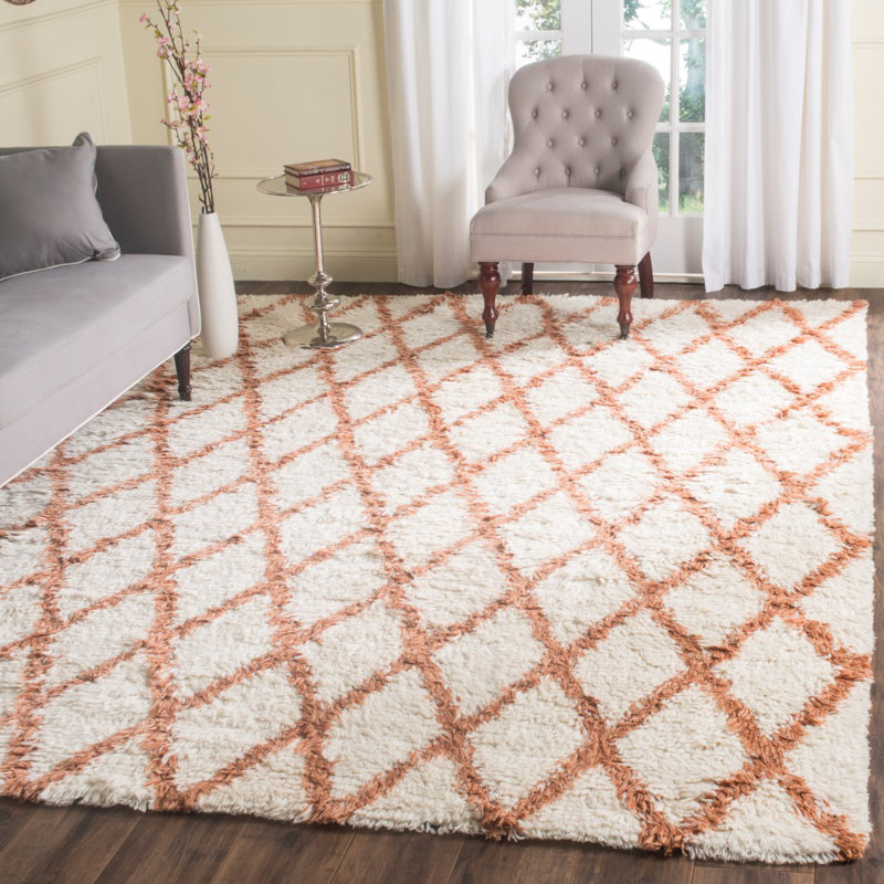 Tapis géométrique en laine / coton noué à la main Damalus, Rectangulaire 8 pi x 10 pi