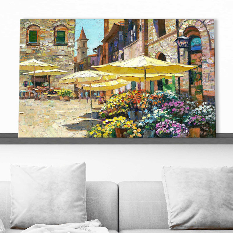 Siena Flower Market par - Peinture, Toile tendue, H 28 po x l 48 po x P 1,5 po