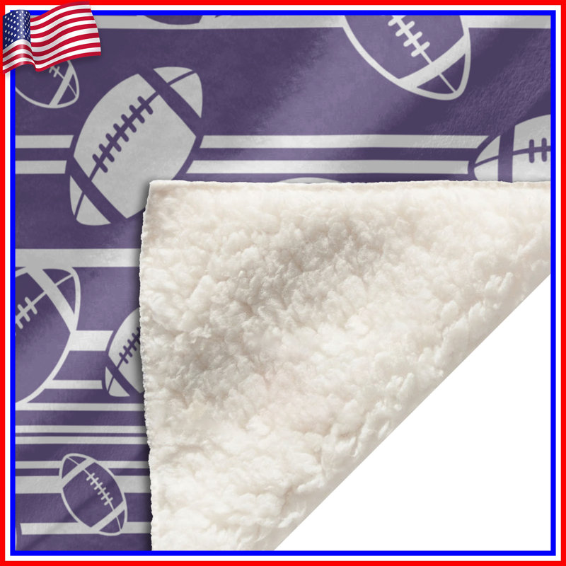 Couvertures rayées de football, L 50 po x H 60 po, Medium Purple White