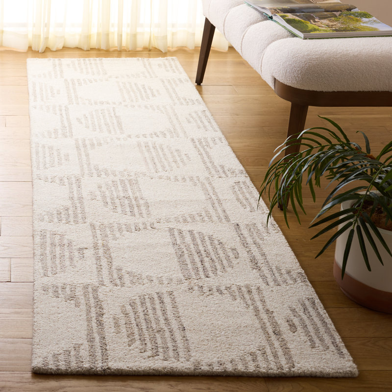 Metro 80% laine touffetée à la main 80%; Tapis géométrique 20% coton, Runner 2'3" x 8'