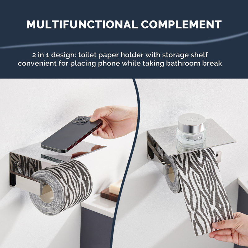 Porte-papier hygiénique mural, Acier inoxydable / chrome poli / nickel poli