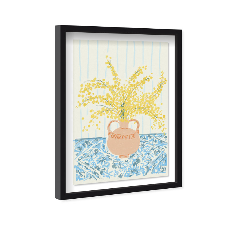 Sunny Flower Vase Print by Oliver Gal, 16.5"H x 11.5"W, Black Shadowbox